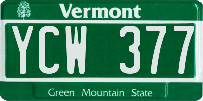 VT license plate YCW377