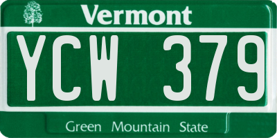 VT license plate YCW379