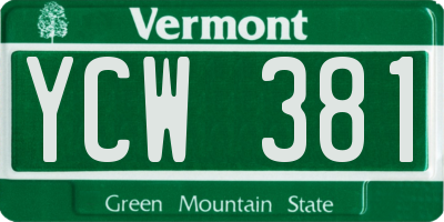 VT license plate YCW381