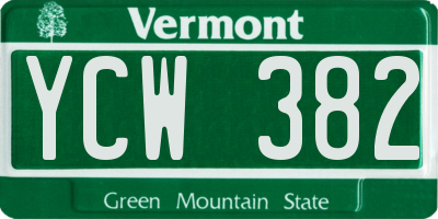 VT license plate YCW382