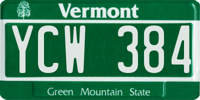 VT license plate YCW384