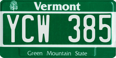 VT license plate YCW385