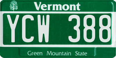 VT license plate YCW388