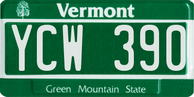 VT license plate YCW390