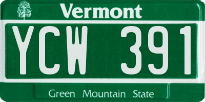 VT license plate YCW391