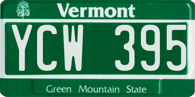 VT license plate YCW395