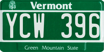VT license plate YCW396