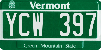 VT license plate YCW397
