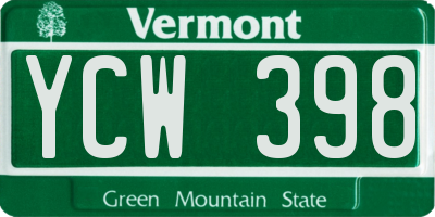 VT license plate YCW398