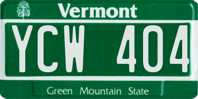 VT license plate YCW404
