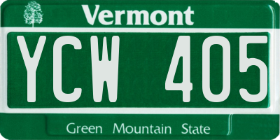 VT license plate YCW405