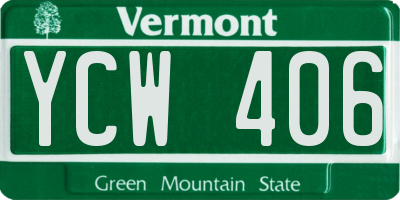 VT license plate YCW406