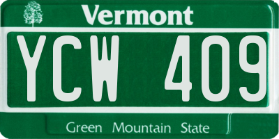 VT license plate YCW409