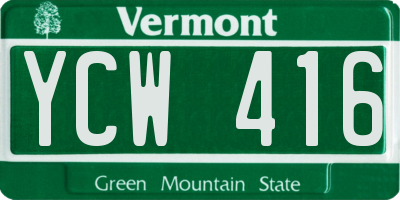 VT license plate YCW416