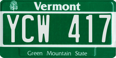 VT license plate YCW417