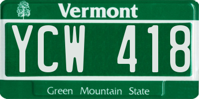 VT license plate YCW418