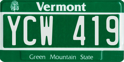 VT license plate YCW419
