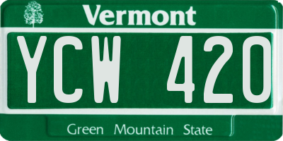 VT license plate YCW420