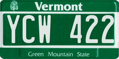 VT license plate YCW422