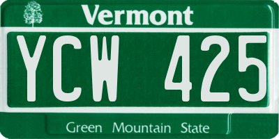 VT license plate YCW425
