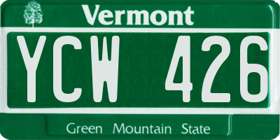 VT license plate YCW426