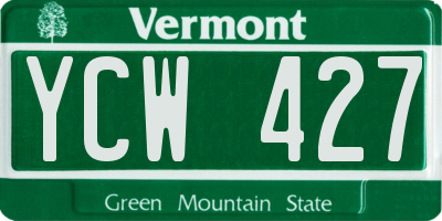 VT license plate YCW427