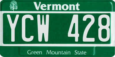 VT license plate YCW428