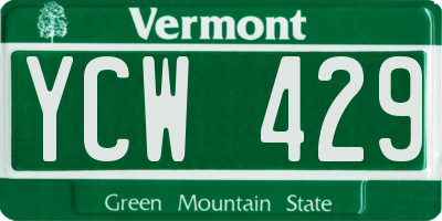 VT license plate YCW429