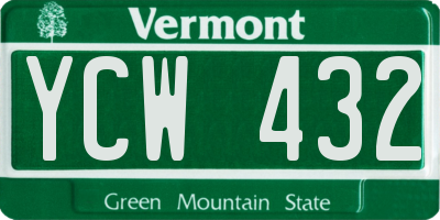 VT license plate YCW432