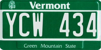 VT license plate YCW434