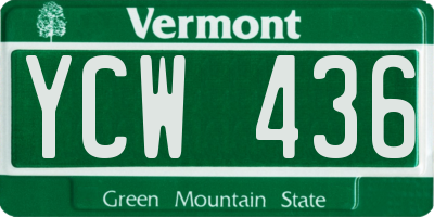 VT license plate YCW436