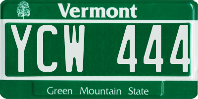 VT license plate YCW444