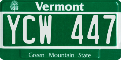 VT license plate YCW447