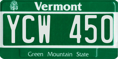 VT license plate YCW450