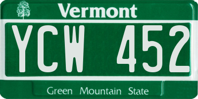 VT license plate YCW452