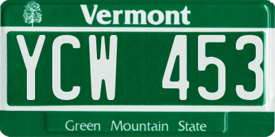 VT license plate YCW453