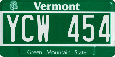 VT license plate YCW454