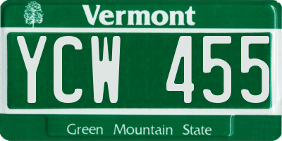 VT license plate YCW455