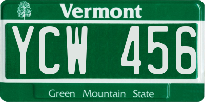 VT license plate YCW456