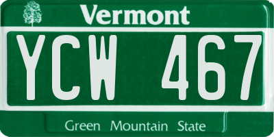 VT license plate YCW467
