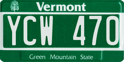 VT license plate YCW470
