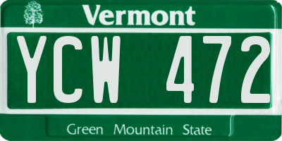 VT license plate YCW472