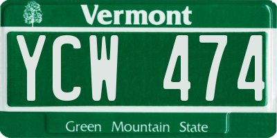 VT license plate YCW474