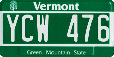 VT license plate YCW476