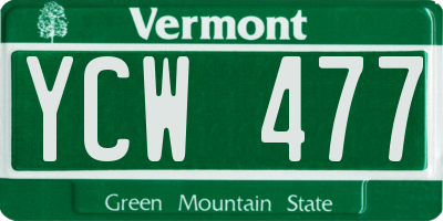 VT license plate YCW477