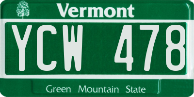 VT license plate YCW478