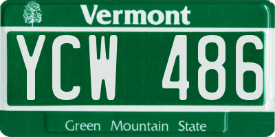 VT license plate YCW486
