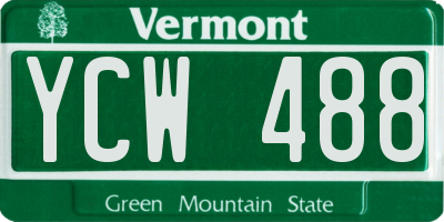 VT license plate YCW488