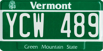 VT license plate YCW489