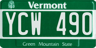 VT license plate YCW490
